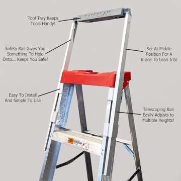 LADDERAIL A-Frame Step Ladder Safety Handrail Attachment