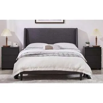 Topeakmart Nightstands Set of 2, Black Bedside Tables with 3 Drawers, Solid Wood Bedside Sets Accent Tables with Storage Space, Vintage Chest of Drawers for Bedroom Living Room