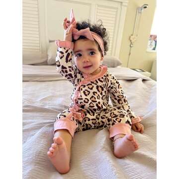Von Kilizo Baby Girl Clothes Cute Leopard Romper 0-3 Months