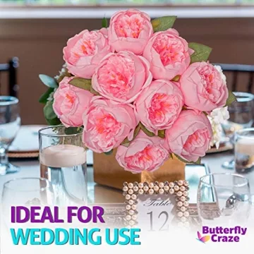 Butterfly Craze Pink Peony Silk Flowers - Perfect for Decor