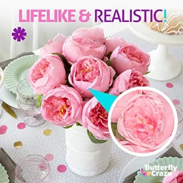 Butterfly Craze Pink Peony Silk Flowers - Perfect for Decor
