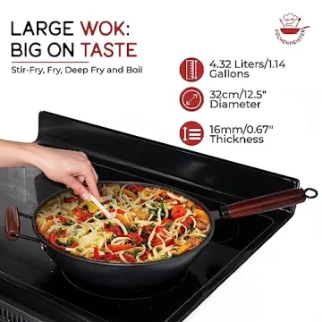 Küchenmeister 12.5-Inch Carbon Steel Wok for All Stoves