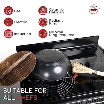 Küchenmeister 12.5-Inch Carbon Steel Wok for All Stoves