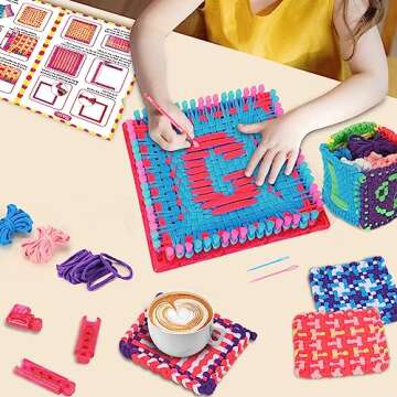 Coplus Weaving Loom Kit Make Your Own Potholder 240 Loops 8 Colors Arts and Crafts Kit for Girls 6-8...