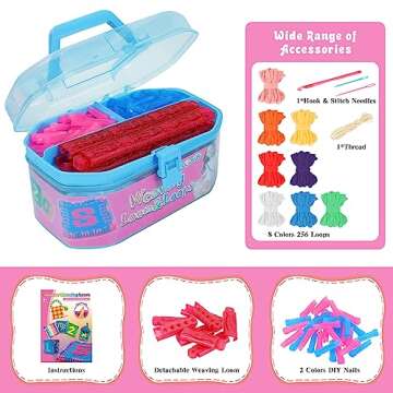 Coplus Weaving Loom Kit Make Your Own Potholder 240 Loops 8 Colors Arts and Crafts Kit for Girls 6-8-12, Knitting Crochet Numbers Alphabet ABC 7 9 10 11 12 Girl Birthday Gift Ideas Christmas