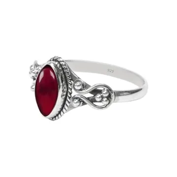 Garnet Stone Ring Handmade 925 Sterling Silver Women Gift