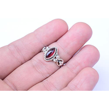 Garnet Stone Ring Handmade 925 Sterling Silver Women Gift