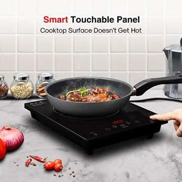 SUNAVO Portable Induction Cooktop, 1800W Sensor Touch Induction Burner with Kids Safety Lock, 15 Temperature Power Setting Countertop Burner with Timer