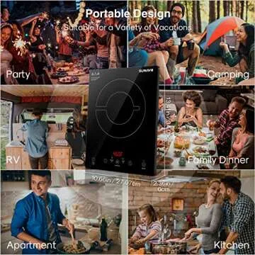 SUNAVO Portable Induction Cooktop, 1800W Sensor Touch Induction Burner with Kids Safety Lock, 15 Temperature Power Setting Countertop Burner with Timer
