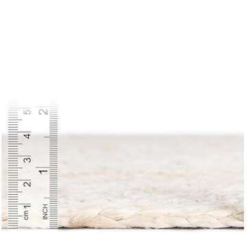 The Knitted Co. 100% Jute Area Rug 6x9 Feet Approx- Braided Design Hand Woven Dyed Off-White Natural Fibers Carpet - Home Decor for Living Room Hallways (6' x 9', Off-White)