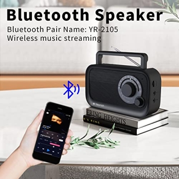 AM/FM Bluetooth Radio with Best Reception Portable Speaker