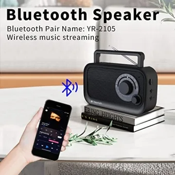 AM/FM Bluetooth Radio with Best Reception Portable Speaker
