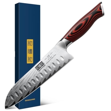 HOSHANHO Damascus Santoku Knife, 7 Inch Professional Kitchen Knife with Ergonomic G10 Handle
