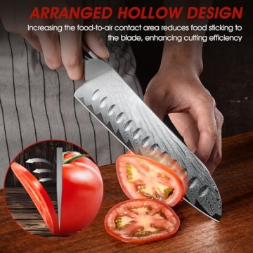 HOSHANHO Damascus Santoku Knife - 7 Inch Ultra-Sharp Kitchen Knife
