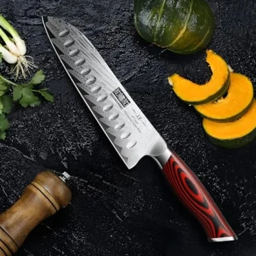 HOSHANHO Damascus Santoku Knife - 7 Inch Ultra-Sharp Kitchen Knife