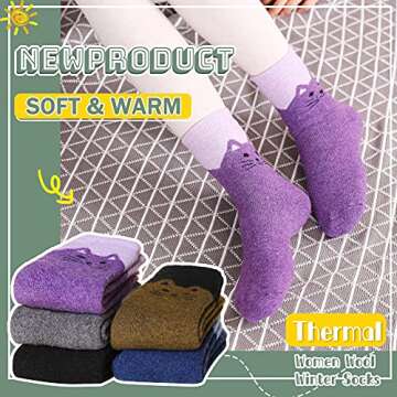 Velice Wool Socks for Women Merino Wool Boot Hiking Thick Thermal Warm Socks Winter Crew Cushion Coz...