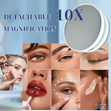 Acoolda Vanity Mirror with Lights, Hollywood Vanity Makeup Mirror with 9 Dimmable LED Bulbs, 3 Color Lighting Modes, Detachable 10X Magnification, 360°Rotation,White