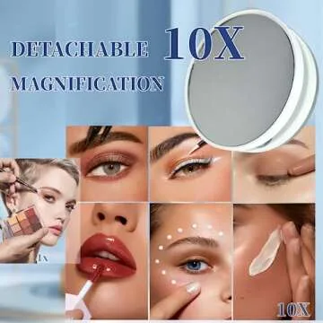 Acoolda Vanity Mirror with Lights, Hollywood Vanity Makeup Mirror with 9 Dimmable LED Bulbs, 3 Color Lighting Modes, Detachable 10X Magnification, 360°Rotation,White