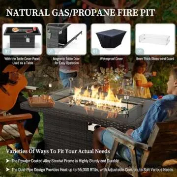 RADIATA PE Wicker Patio Furniture Set Sectional High Back Large Size Sofa Sets with Propane Fire Pit...