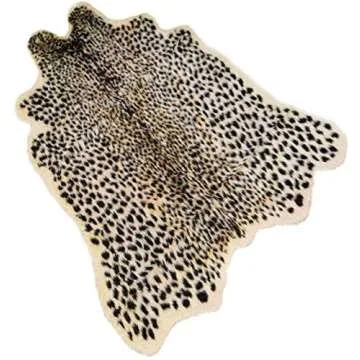 Soft Faux Leopard Print Rug for Home Decor - 3.3x3.1ft