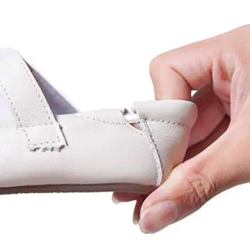 Mowoii Genuine Leather Baby Shoes for Girls Boys Infant Toddler Mary Jane Walking Shoes Prewalker Princess Wedding Dress Shoes Ballet Flats，Beige 9-12 Months