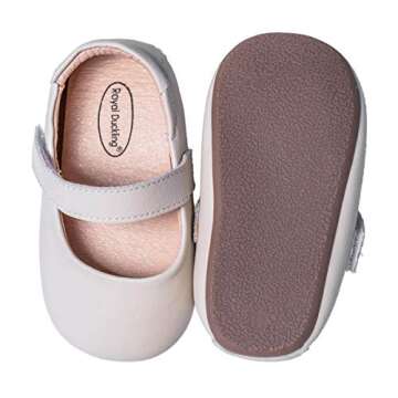 Mowoii Genuine Leather Baby Shoes for Girls Boys Infant Toddler Mary Jane Walking Shoes Prewalker Princess Wedding Dress Shoes Ballet Flats，Beige 9-12 Months