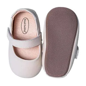 Mowoii Genuine Leather Baby Shoes for Girls Boys Infant Toddler Mary Jane Walking Shoes Prewalker Princess Wedding Dress Shoes Ballet Flats，Beige 9-12 Months