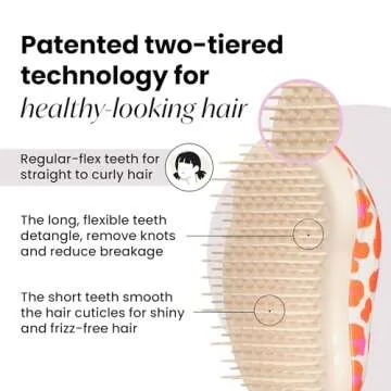 Tangle Teezer Original Detangler Brush, Dry & Wet Travel Size Mini Hair Brush, for Kids & All Hair Types, Orange Safari