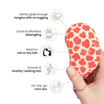 Tangle Teezer Original Detangler Brush, Dry & Wet Travel Size Mini Hair Brush, for Kids & All Hair Types, Orange Safari