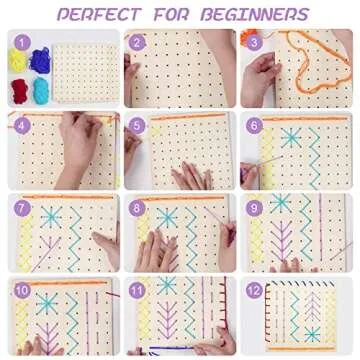 FREEBLOSS 2 Set Wood Sewing Boards Motor Skills Practicing Wooden Lacing Projects Wooden Threading Kits Sewing Craft Kits