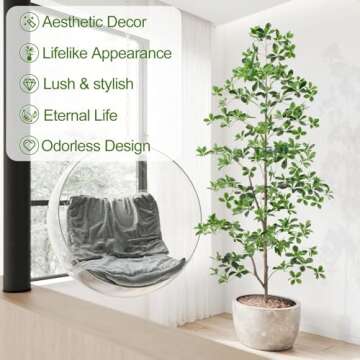 Keeplush 7ft Tall Artificial Black Olive Tree with 1260 Lifelike Leaves, Tall Fake Greenery Olive Silk Plants Artificial Olive Tree Indoors in Pots, Faux Olive Tree for Living Room Office Decor