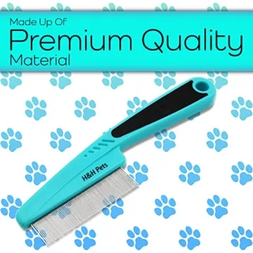 Upgraded H&H Pets Pin Comb for Dogs and Cats with Rubber Handle