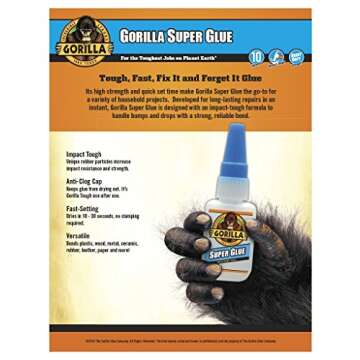 Gorilla Super Glue 15 Gram & Super Glue Gel 15 Gram Combo