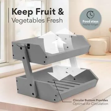 GET SORTED 2 Tier Bamboo Fruit Basket - 22+ lbs Capacity