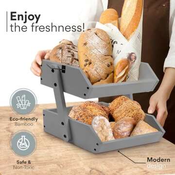 GET SORTED 2 Tier Bamboo Fruit Basket - 22+ lbs Capacity