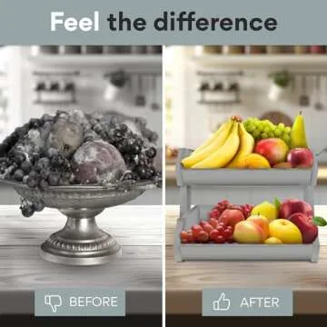 GET SORTED 2 Tier Bamboo Fruit Basket - 22+ lbs Capacity