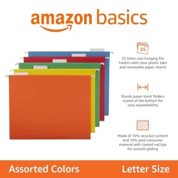 Amazon Basics Hanging Organizer File Folder Pack of 25