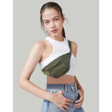 Telena Crossbody Fanny Pack for Women Men Fashion Waist Pack Belt Bag with 4-Zipper Pockets for Hiki...