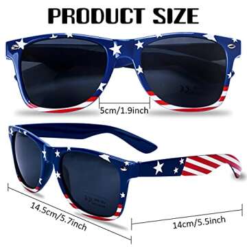 Donse 3 Pairs American Flag Sunglasses, 4th of July Decorations Frame Sunglasses for Women Men Teens, Patriotic Party Favors Supplies Independence Day Memorial Day Decorations 4th of July Accessories