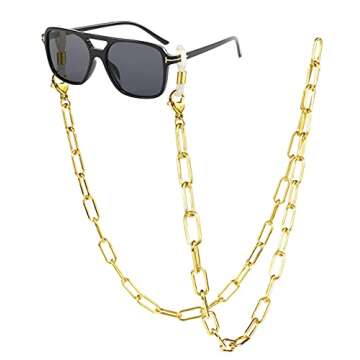 LEYSTARE Face Mask Holder,Mask Lanyard,Women Chain Necklace,Decorative Fashion Leash,Paperclip Link Charms Jewelry,Holds Face Mask Around Neck (Gold-7mm)