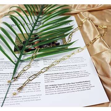 LEYSTARE Face Mask Holder,Mask Lanyard,Women Chain Necklace,Decorative Fashion Leash,Paperclip Link Charms Jewelry,Holds Face Mask Around Neck (Gold-7mm)