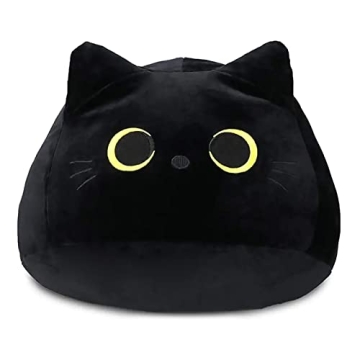 YOMOTREE Soft Plush Black Cat Stuffed Animal Pillow - Ideal Gift for Kids and Friends