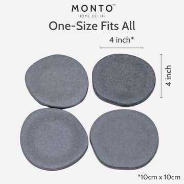 Monto Home Decor Magic Coasters – Absorbent Stone Coaster Set of 4 for Drinks, Diatomaceous Earth, Table Slip Proof with Sturdy Cork Bottom, Stylish and Sustainable Drink Holder (Midnight Peak)