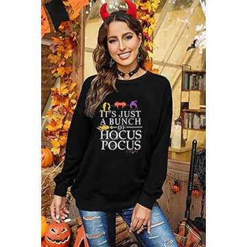 LYEIAO It's Just A Bunch of Hocus Pocus Halloween Sweatshirt Women Funny Sanderson Sisters Graphic L...
