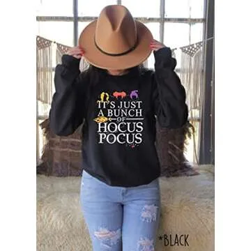 LYEIAO It's Just A Bunch of Hocus Pocus Halloween Sweatshirt Women Funny Sanderson Sisters Graphic Long Sleeve Tee Tops(Black, M)