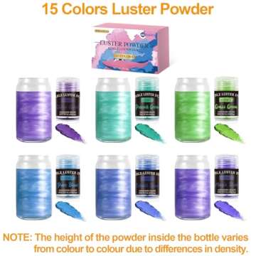 Aheroi Edible glitter Set of 15, Food Grade Edible Powder ocktail Glitter Shimmering Glitter for Dri...