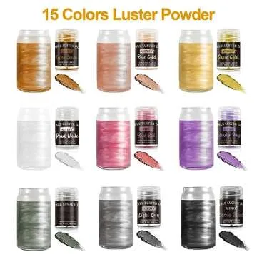 Aheroi Edible glitter Set of 15, Food Grade Edible Powder ocktail Glitter Shimmering Glitter for Drinks, Luster Dust Sprinkles Powder Glitter for Fondant Cake Decorating(4g/0.14oz)