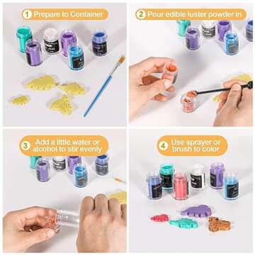 Aheroi Edible glitter Set of 15, Food Grade Edible Powder ocktail Glitter Shimmering Glitter for Drinks, Luster Dust Sprinkles Powder Glitter for Fondant Cake Decorating(4g/0.14oz)