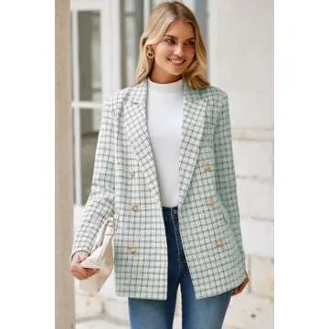 Stylish Happy Sailed Women’s Plaid Blazer for Work
