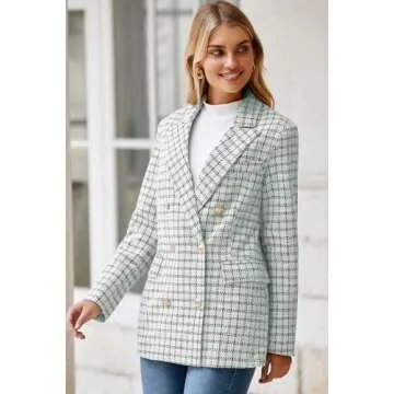 Stylish Happy Sailed Women’s Plaid Blazer for Work